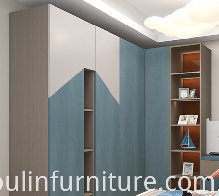 Blue custom kids room and children bedroom wardrobes